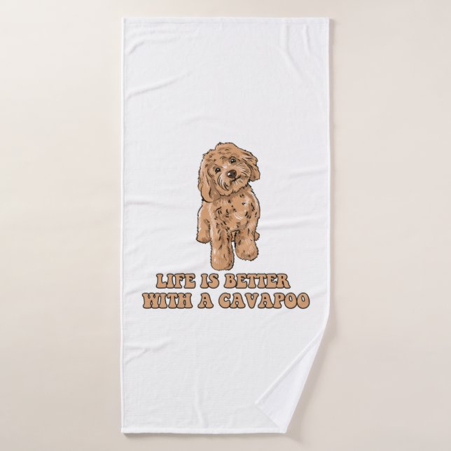 Life Is Better With A Cavapoo - Funny Dog Lover  1 Bath Towel (Bath Towel)