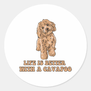 Life Is Better With A Cavapoo - Funny Dog Lover 1 Classic Round Sticker