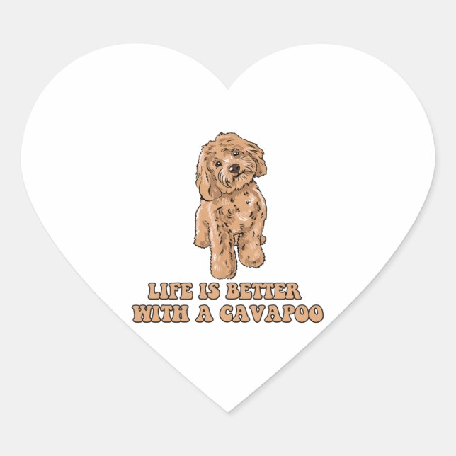 Life Is Better With A Cavapoo - Funny Dog Lover  1 Heart Sticker (Front)