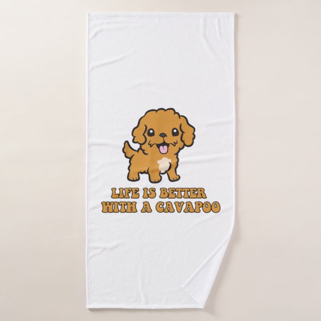 Life Is Better With A Cavapoo - Funny Dog Lover   Bath Towel (Bath Towel)