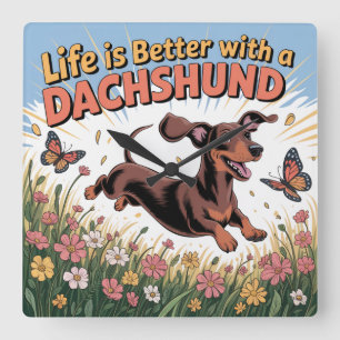Life Is Better With A Dachshund Square Wall Clock