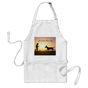 Life Is Better With a Dog, boy and sunshine Standard Apron