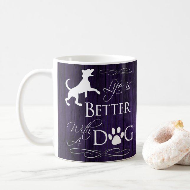 Life is better with a Dog Coffee Mug - Purple (With Donut)