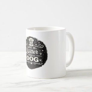 Life Is Better With a Dog – Cute Dog Lover Vintage Coffee Mug