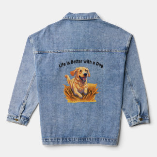 Life is Better with a Dog Golden Retriever for Dog Denim Jacket