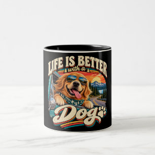 Life Is Better with a Dog – Golden Retriever Two-Tone Coffee Mug
