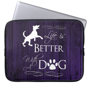 Life is better with a Dog Laptop Sleeve - Purple