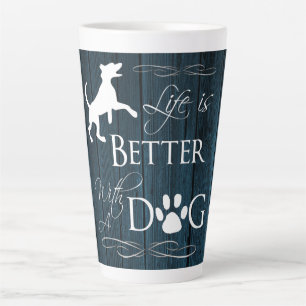 Life is better with a Dog Latte Mug - Blue