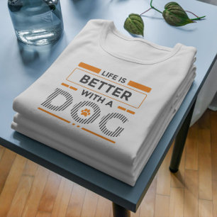 Life is better with a dog modern grey and orange  Tri-Blend shirt