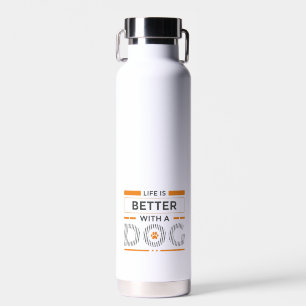 Life is better with a dog modern grey and orange water bottle