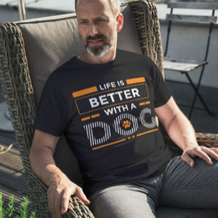 Life is better with a dog modern grey and white  Tri-Blend shirt