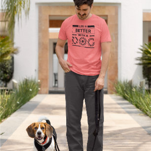 Life is better with a dog modern in black Tri-Blend shirt