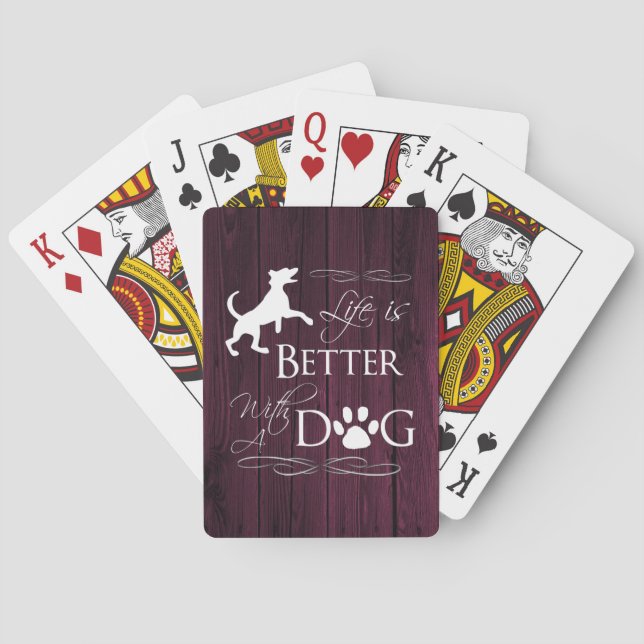 Life is better with a Dog Playing Cards - Magenta (Back)