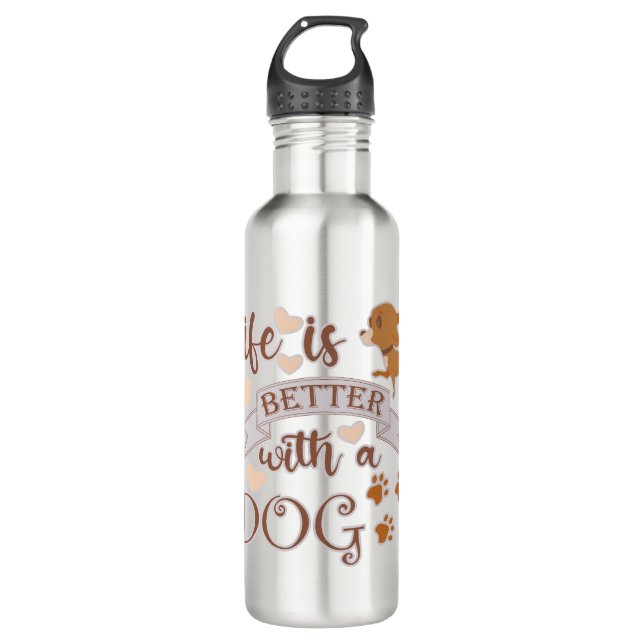 Life is Better With a Dog quote funny chihuahua 710 Ml Water Bottle (Front)