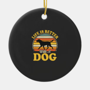 Life Is Better With A Dog Retro Ceramic Tree Decoration