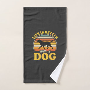 Life Is Better With A Dog Retro Hand Towel