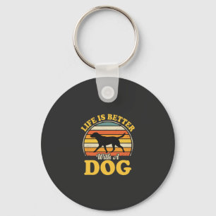 Life Is Better With A Dog Retro Key Ring