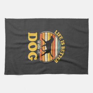 Life Is Better With A Dog Retro Tea Towel