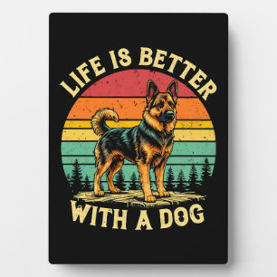 Life Is Better With A Dog - Vintage Sunset Plaque