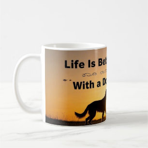 Life Is Better With a Dog, young boy, sunset  Coffee Mug