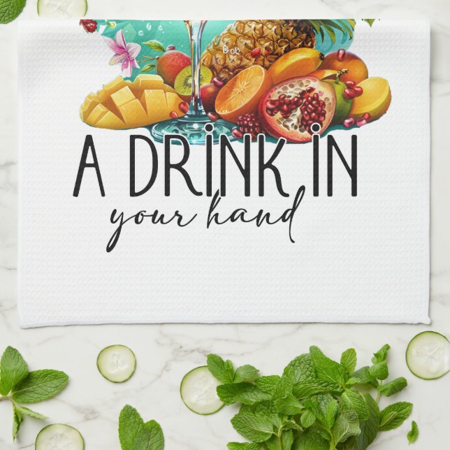 Life is better with a drink | Tropical Drink Tea Towel (Folded)