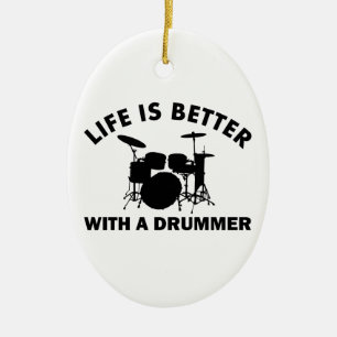 Life is better with a drummer ceramic tree decoration