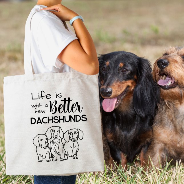Life is better with a few Dachshunds doodle Tote Bag (Life is better with a few Dachshunds doodle Tote Bag
)