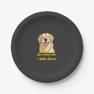 Life Is Better With a Golden Retriever � Dog Lover Paper Plate
