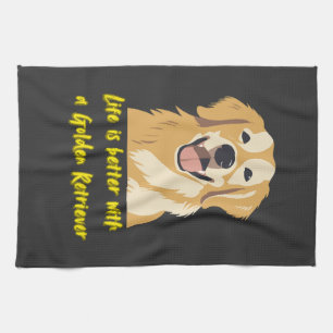 Life Is Better With a Golden Retriever � Dog Lover Tea Towel