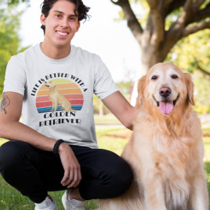 Life is Better with a Golden Retriever Retro  T-Shirt