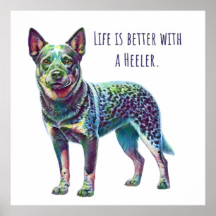 Life is Better with a Heeler Poster