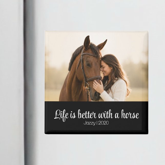 Life Is Better With A Horse Script Monogram Magnet (Creator Uploaded)