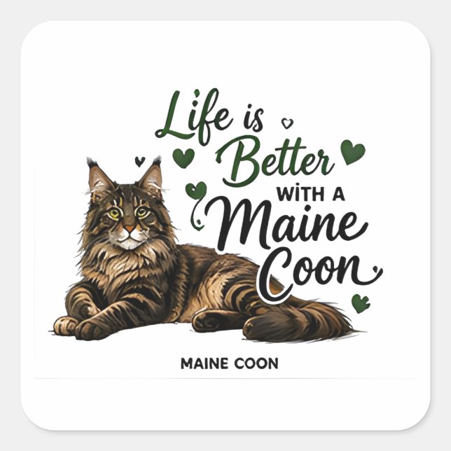 🐾 Life Is Better With A Maine Coon 🐾 Square Sticker (Front)