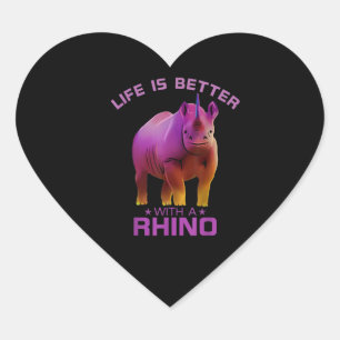 Life Is Better With A Rhino Rhino Lover Heart Sticker