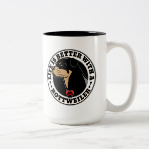 Life Is Better With A Rottweiler Dog Breed Two-Tone Coffee Mug