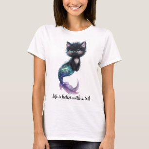 Life is better with a tail. Cat with Mermaid Tail T-Shirt