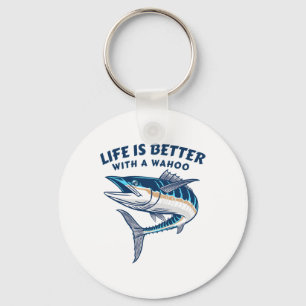 Life Is Better With A Wahoo Funny Salt Water Fishi Key Ring