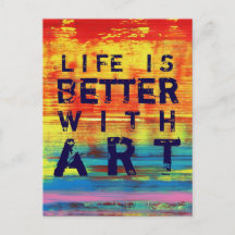 Life is Better with Art- Red Yellow Abstract Art