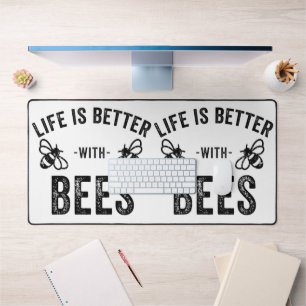 Life is Better with Bees cool honey bee Animal Fan Desk Mat