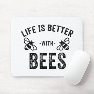 Life is Better with Bees cool honey bee Animal Fan Mouse Mat