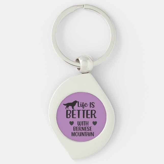 Life is better with bernese Dog, Bernese Lover Key Ring (Front)
