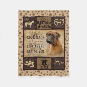 Life Is Better With Boxer Fleece Blanket, Dog Love
