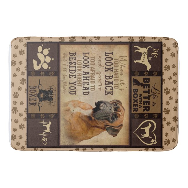Life Is Better With Boxer Fleece Blanket, Dog Love Bath Mat (Front)