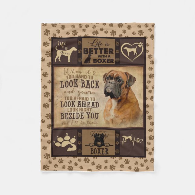 Life Is Better With Boxer Fleece Blanket, Dog Love Blanket (Front)