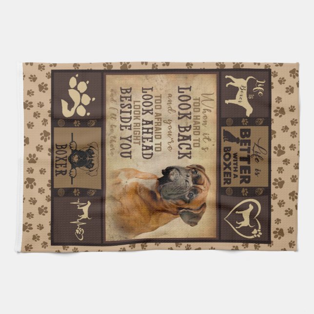 Life Is Better With Boxer Fleece Blanket, Dog Love Tea Towel (Horizontal)
