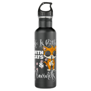 Life Is Better With Cats And Clarinets Kitty Clari 710 Ml Water Bottle