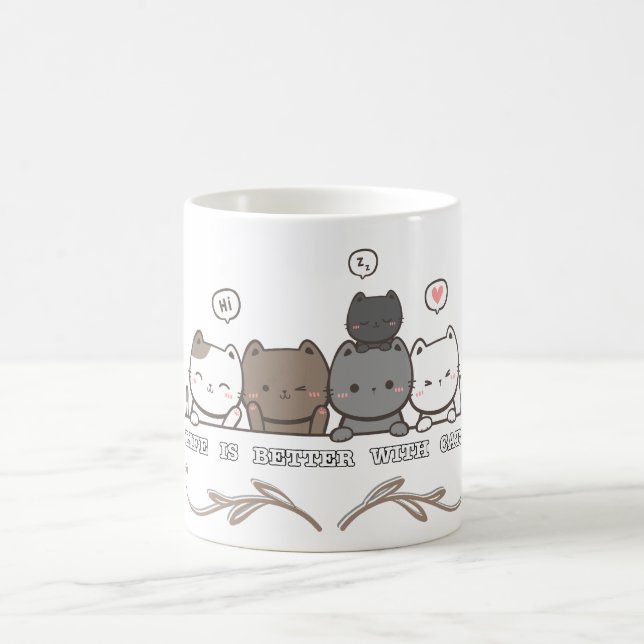 Life is better with cats coffee mug (Center)