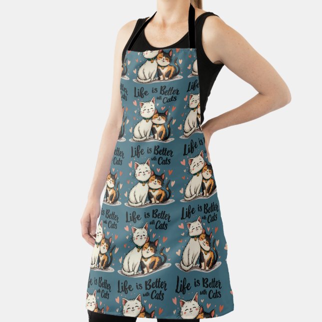 Life is Better with Cats Cute Cat Aesthetic Apron (Insitu)