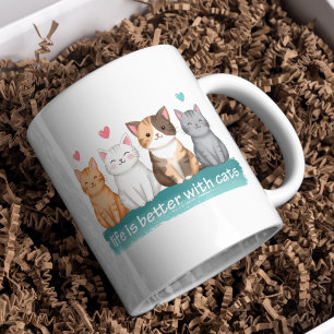 Life Is Better With Cats Cute Cat Lover Coffee Mug
