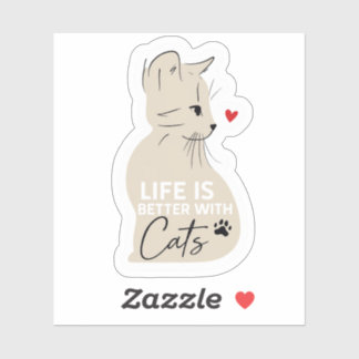 Life Is Better With Cats Cute Cat Lover Sticker
